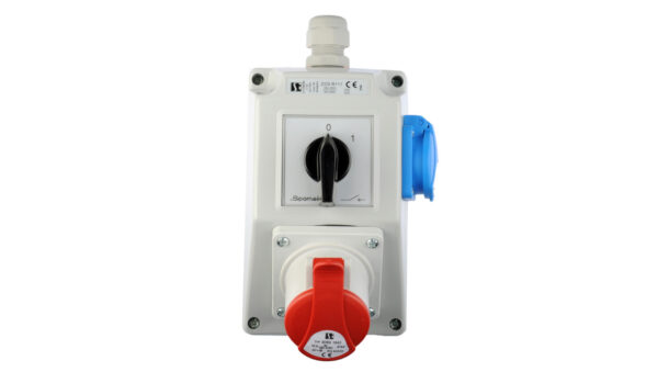 Zestaw instalacyjny z gniazdem 16A 3P+Z+2P+Z (0-1) czerwony ZI03R111