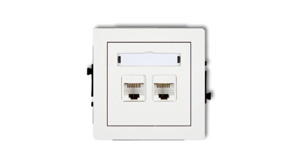 DECO Mechanizm gniazda komputerowego podwójnego 2xRJ45, kat. 5e, 8-stykowy, biały mat 25DGK-2