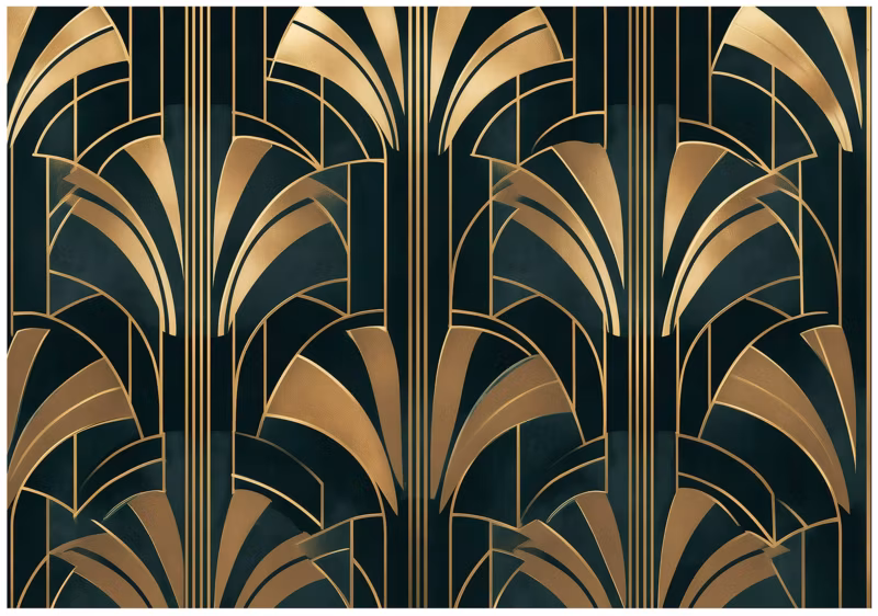 Fototapeta WALLARENA Do Sypialni Salonu Na Flizelinie Art Deco Złoto Abstrakcja 400×280 cm 1 szt.