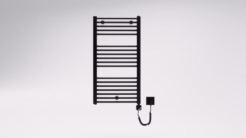 Grzejnik łazienkowy elekryczny LUXRAD Eltop 92,2×50 cm czarny grzałka 400W 1 szt
