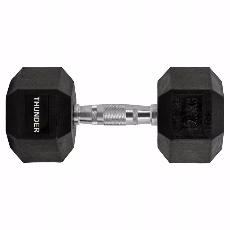 Hantla hexagonalna 12,5 kg THUNDER HEXAGONAL-DUMBBELLS-12,5KG gumowana stalowa profesjonalna 1szt.
