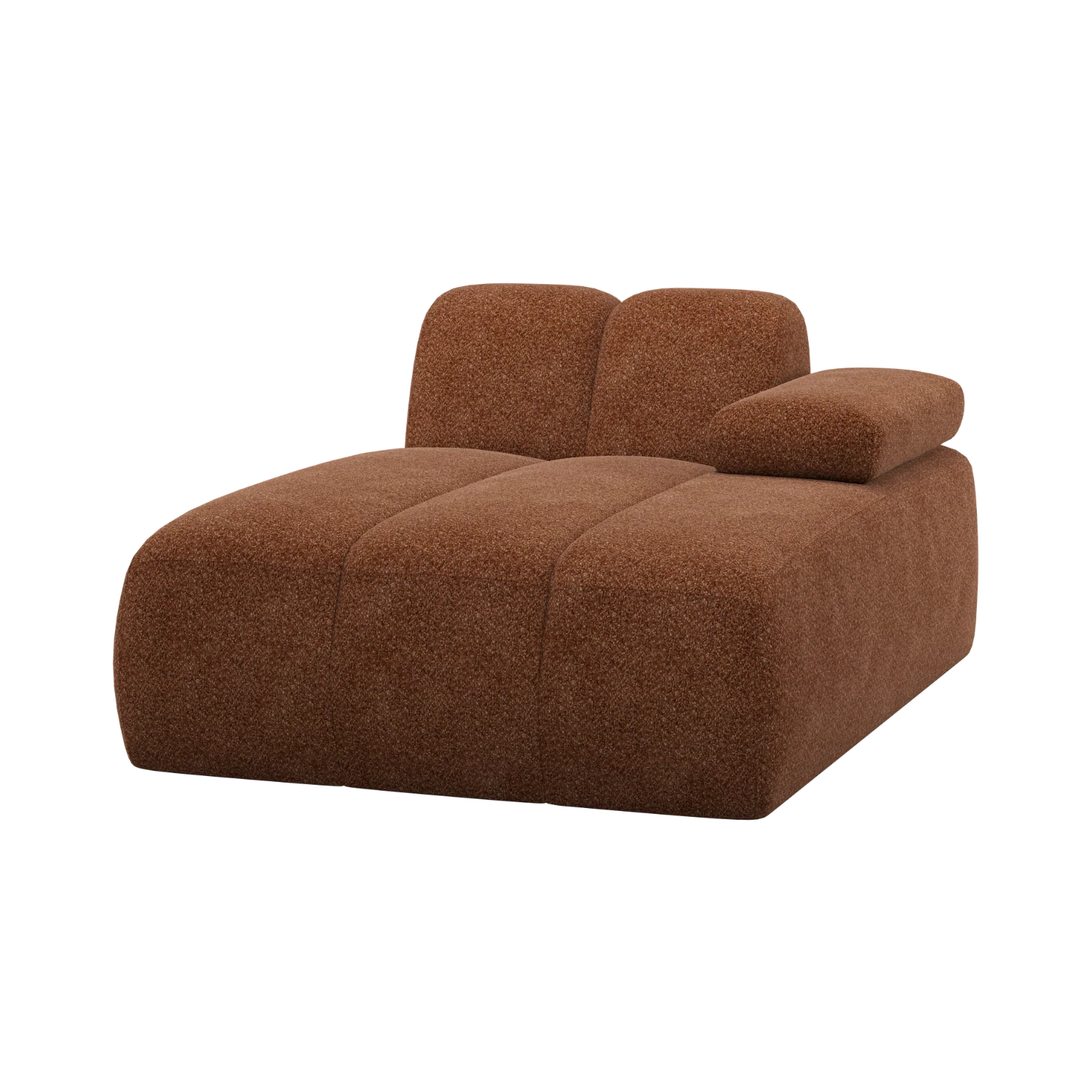 Sofa modułowa MOJO – szezlong prawostronny rdzawy brązowy baranek