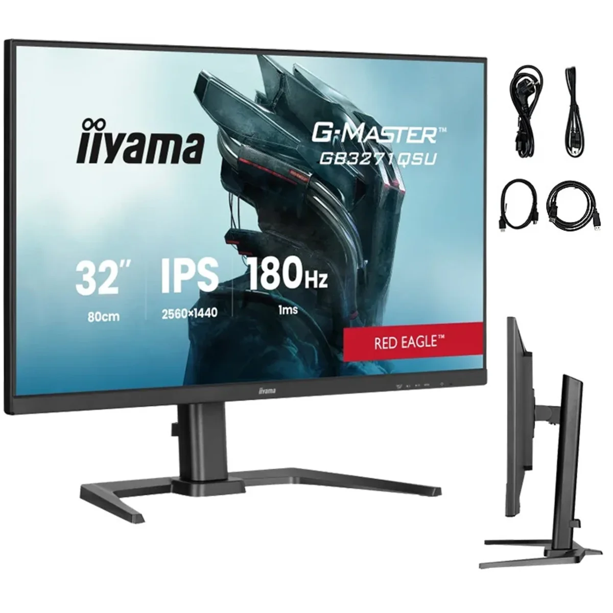 Monitor iiyama G-Master Red Eagle GB3271QSU-B2 WQHD IPS 180Hz 1ms FreeSync Premium 2xHDMI 2xUSB-C DP GB3271QSU-B2