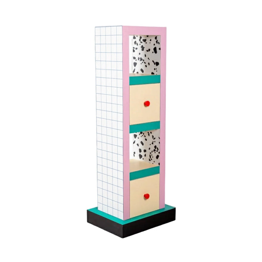 Szafka łazienkowa SUPERSHELF BLUE GRID biały z różowym i żółtym