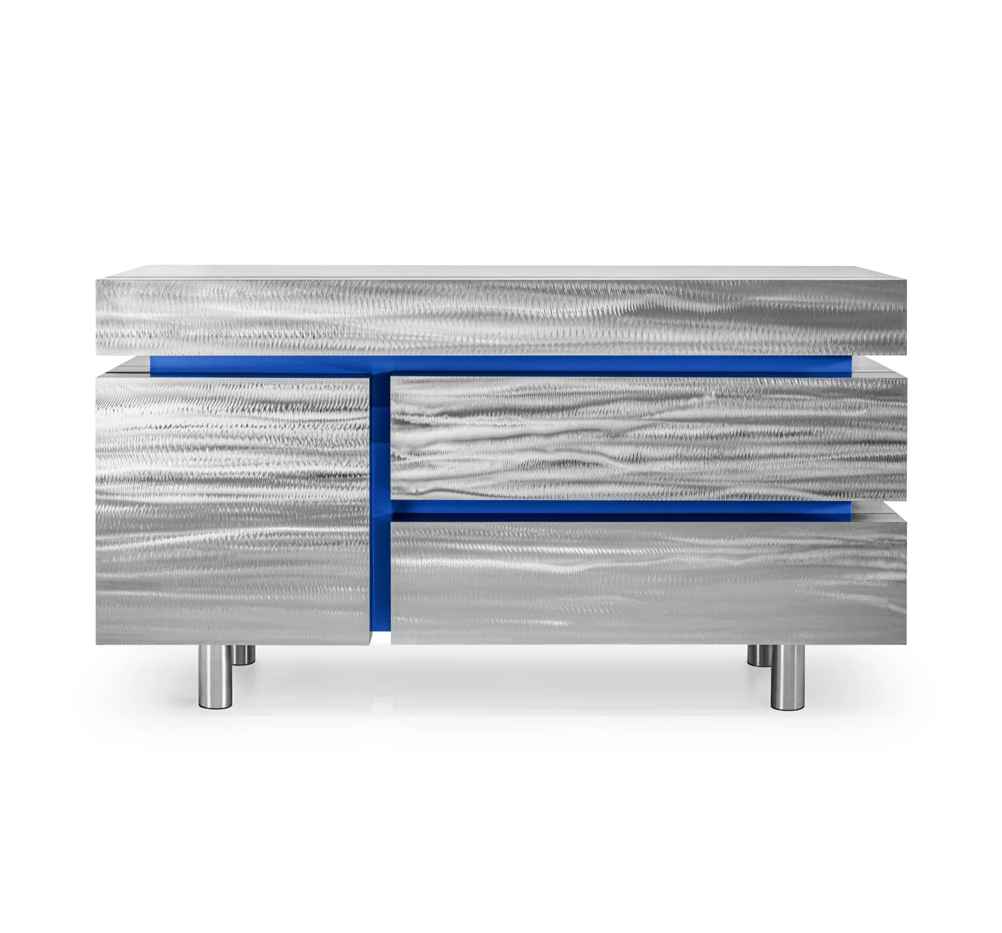 Komoda GERRIT CS1 – LIMITED EDITION stalowy z kobaltowym