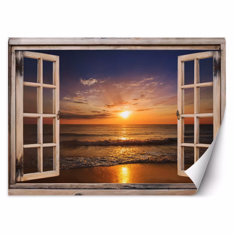 Fototapeta Feeby Widok z okna Morze Plaża Zachód Słońca 250×175 1 szt