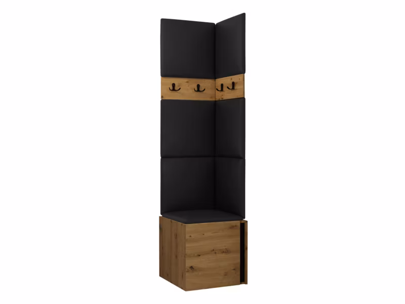 Garderoba MIRJAN 24 Orion XXI dąb artisan/czarny + czarna ekoskóra 1 kpl.