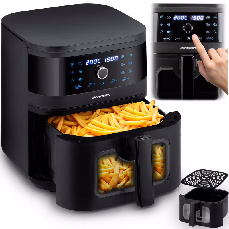 Frytkownica beztłuszczowa Berdsen BD-661 Air Fryer 8l 1700W frytownica czarna 1 szt.
