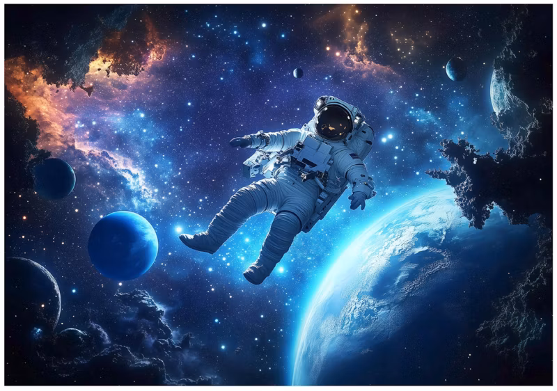 Fototapeta WALLARENA Dla Dzieci Winylowa Dla Dzieci Astronauta Kosmos Niebieski 312×219 cm 16307WVZXXL 1 szt.