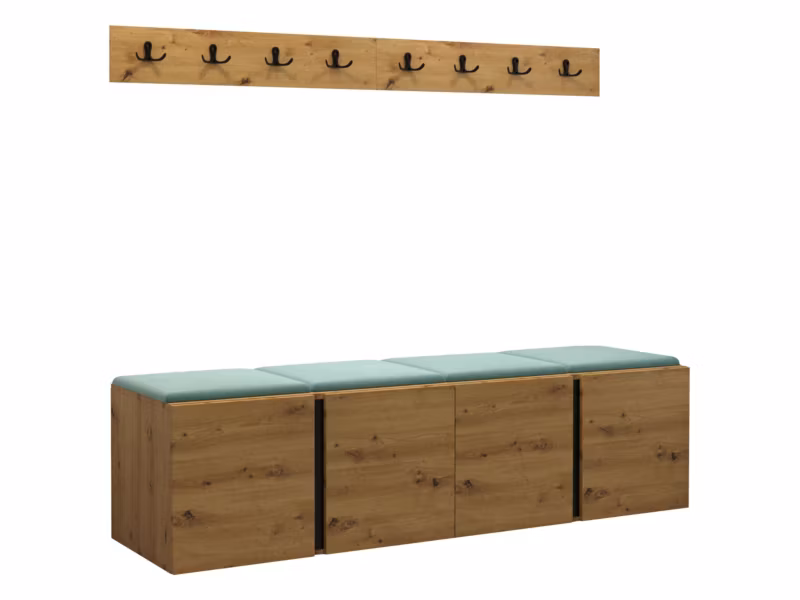Garderoba MIRJAN 24 Orion VII dąb artisan/czarny + miętowy 1 kpl.