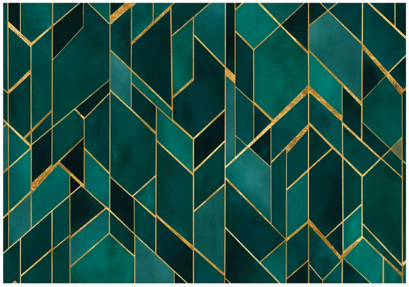 Fototapeta WALLARENA Do Sypialni Salonu Na Flizelinie Abstrakcja Geometryczny Glamour Zielony 300×210 cm 16195VX6 1 szt.