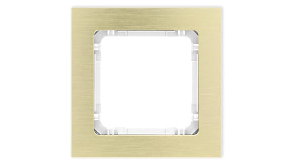 DECO Ramka uniwersalna pojedyncza – aluminium szczotkowane (ramka: kolor mosiężny spód: biały) 8-0-DRA-1