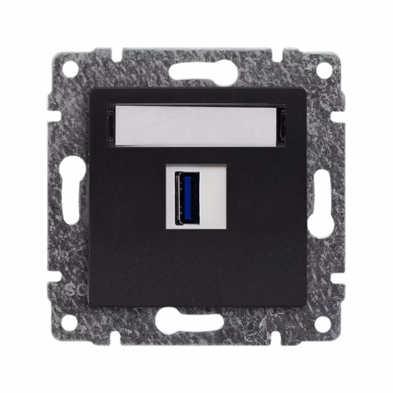 Gniazdo z Ładowarką USB 3.0 1X Kos Dante Antracyt Podtynkowe 1 szt.