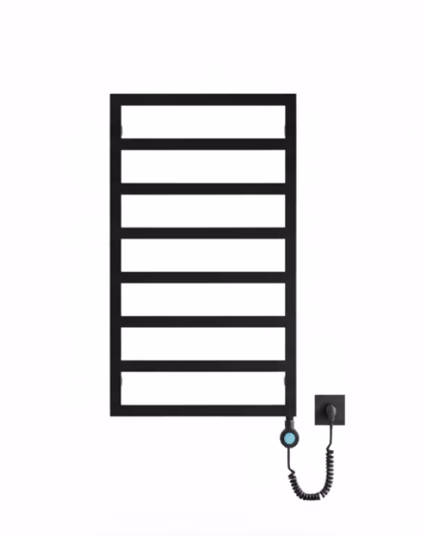 Grzejnik łazienkowy elekryczny LUXRAD Atria Elektro 87×50 cm czarny mat str grzałka 200W 1 szt