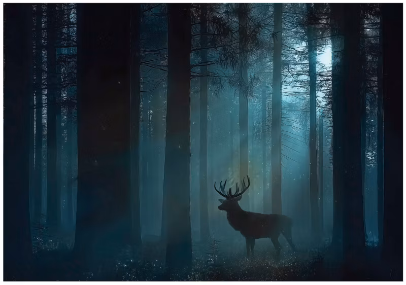 Fototapeta WALLARENA Do Sypialni Salonu Na Flizelinie Las Jeleń 400×280 cm 1 szt.