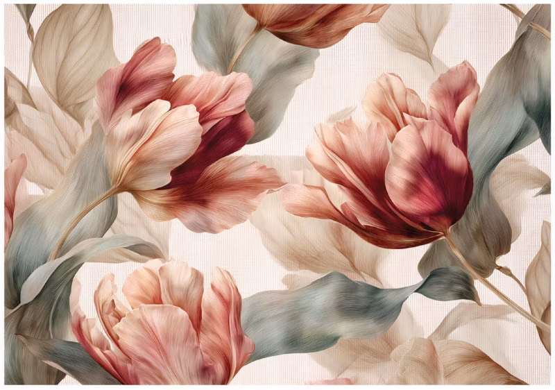 Fototapeta WALLARENA Do Sypialni Salonu Winylowa Kwiaty Natura Tulipany Czerwony 250×175 cm 16352VX5 1 szt.