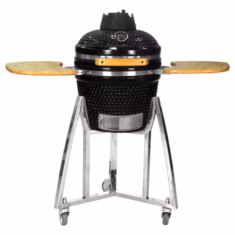 Grill Ceramiczny Mirpol 16″ Węglowy Z termometrem i Półkami, Czarny 1 szt.