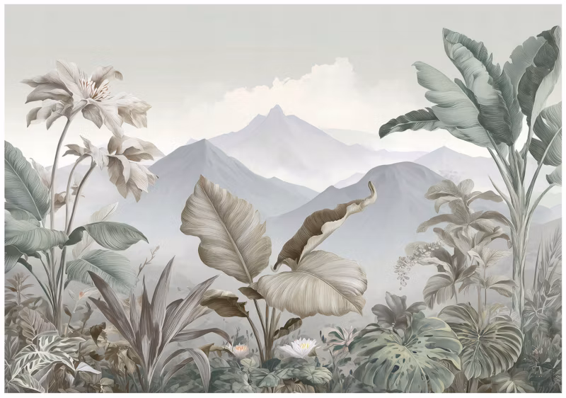 Fototapeta WALLARENA Do Sypialni Salonu Na Flizelinie Dżungla Natura Góry Szary 400×280 cm 16129VX8 1 szt.